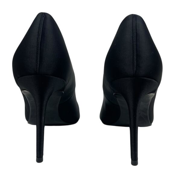 Mango Satin Pointed Toe Heel Pump with Buckle Black Size 37/ 6.5 - Picture 10 of 13